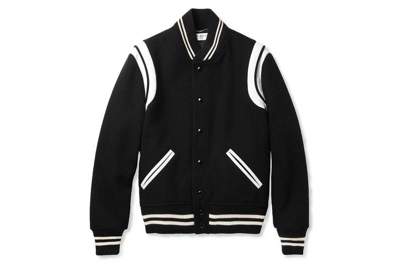 Saint Laurent Leather-Trimmed Wool Blend Varsity Jacket | Hypebeast