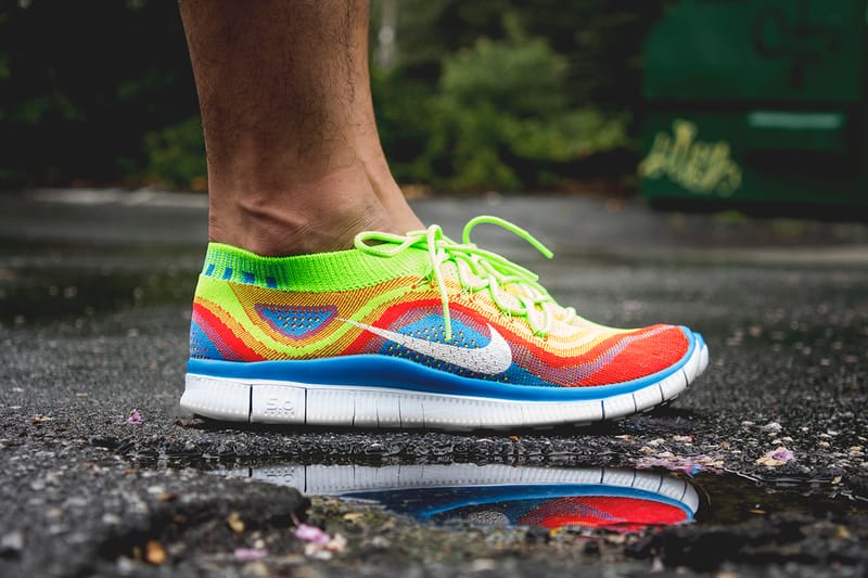 Nike free flyknit store 5.0 rainbow silver