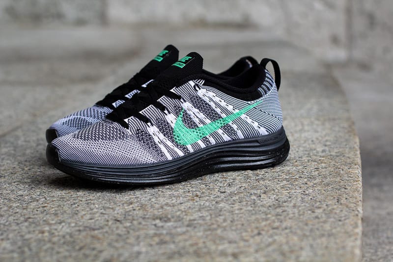 Nike WMNS Flyknit Lunar 1+ White/Green Glow-Dark Grey-Black ...