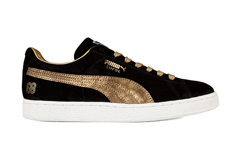 Puma suede black clearance and gold