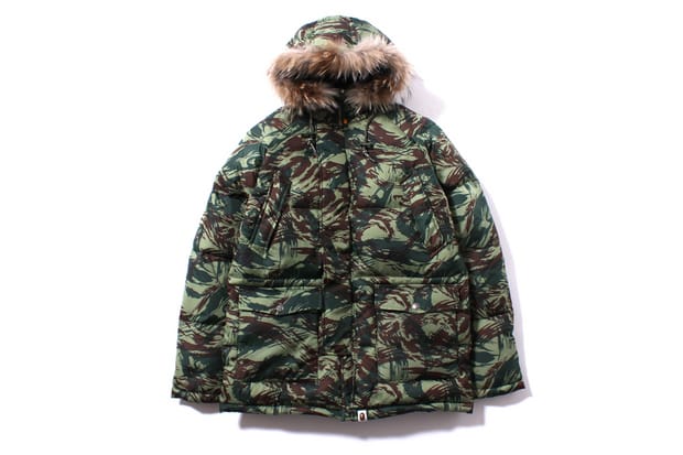 A Bathing Ape LIZARD CAMO HOODIE DOWN JACKET | Hypebeast