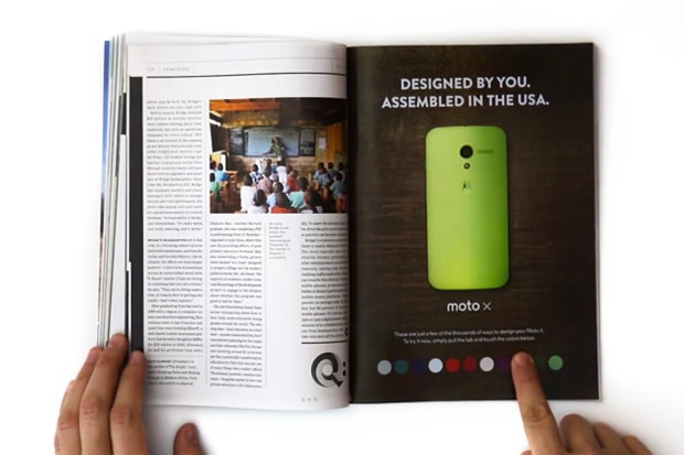 Посмотрите интерактивную печатную рекламу Motorola в журнале WIRED Magazine