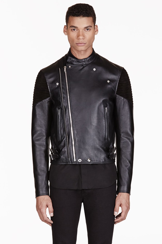 Givenchy Black Ribbed Leather Biker Jacket | Hypebeast