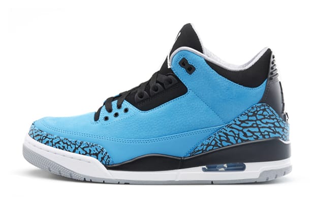 Jordan 3 powder blue cheap on feet