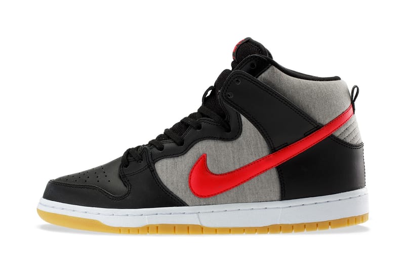 Nike sb dunk high red store and black