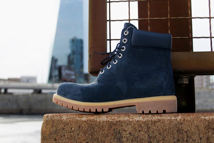 Navy blue and red timberlands on sale