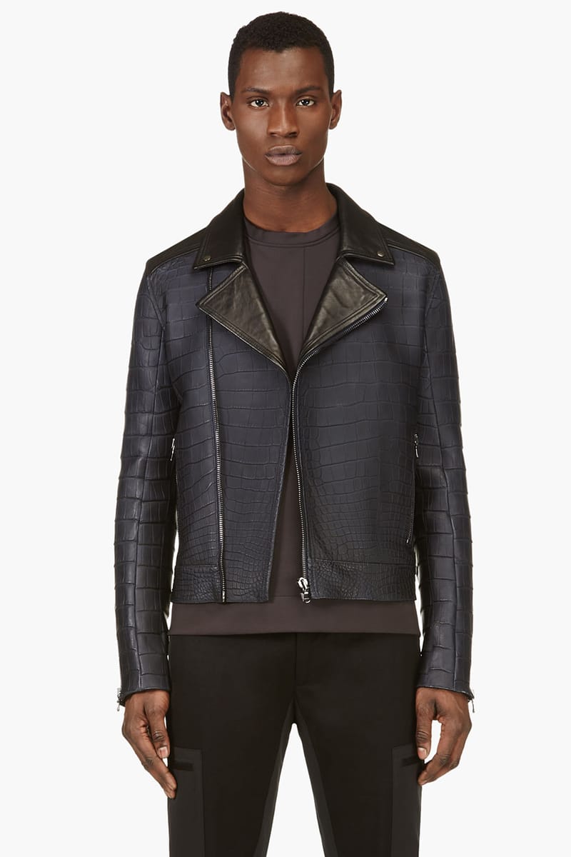 Calvin klein leather outlet jacket with fur