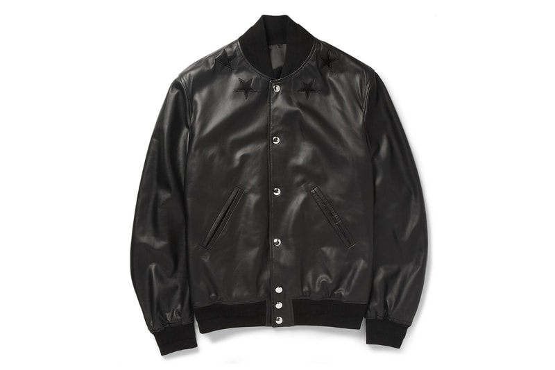 Givenchy Black Leather Embroidered Star Baseball Jacket Hypebeast