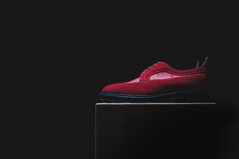 Thom Browne Long Wing Shoe Red Suede and Red Anchor Cotton Stamp ...