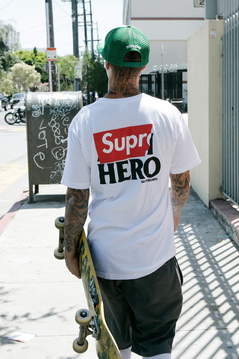 Supreme anti hotsell hero tee