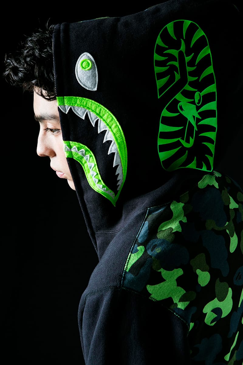 Neon green bape store hoodie