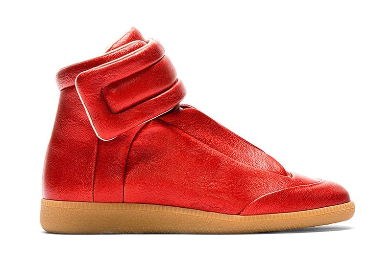 Maison martin margiela red & silver on sale high top trainers