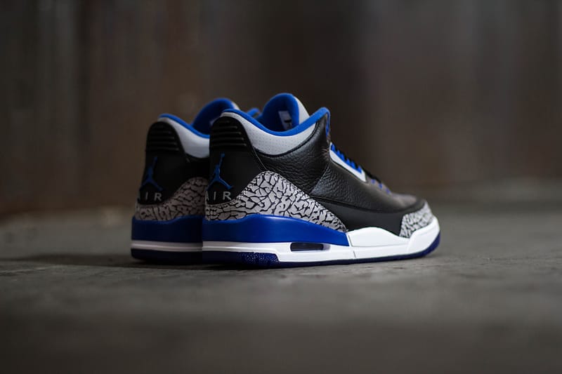 Black and blue jordan 3s hotsell