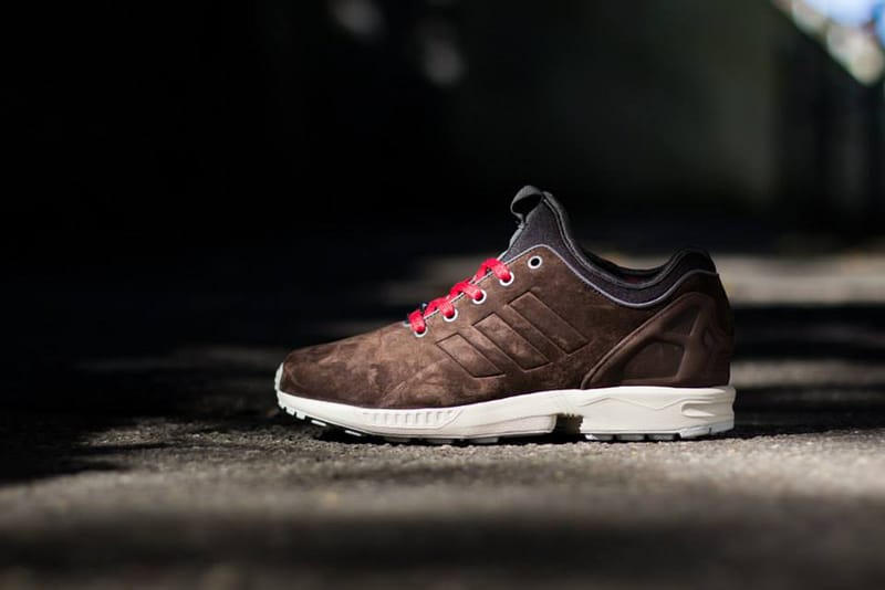 Burgundy and gold adidas cheap zx flux