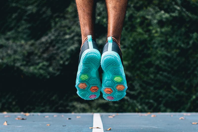 black and turquoise trainers