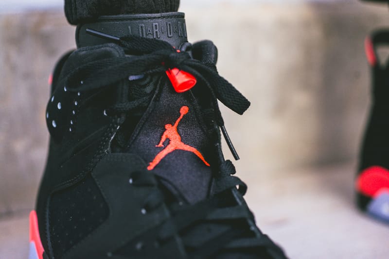 Jordan 6 black infrared best sale on feet