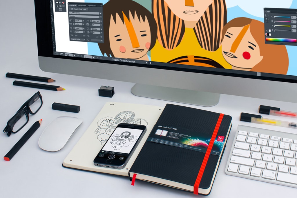 Преобразуйте рисунки, нарисованные от руки, в оцифрованные файлы с помощью нового Creative Cloud от Adobe и Moleskine Smart Notebook