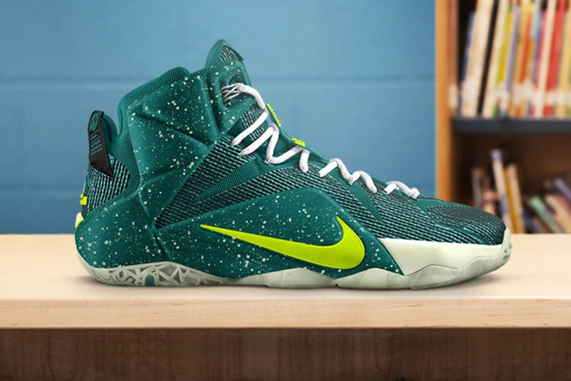 Lebron 12 white and cheap green