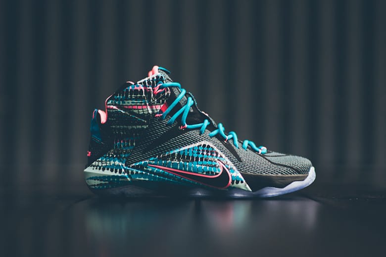 Lebron 12 pink deals and blue