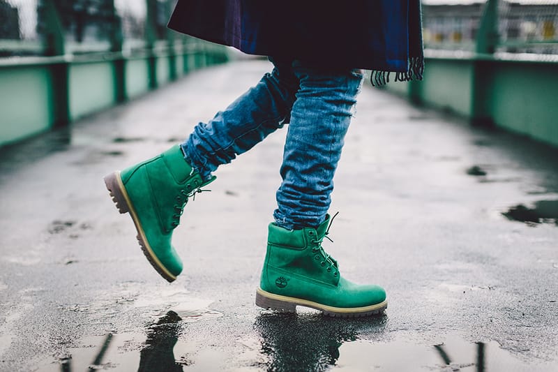 Green suede shop timberland boots