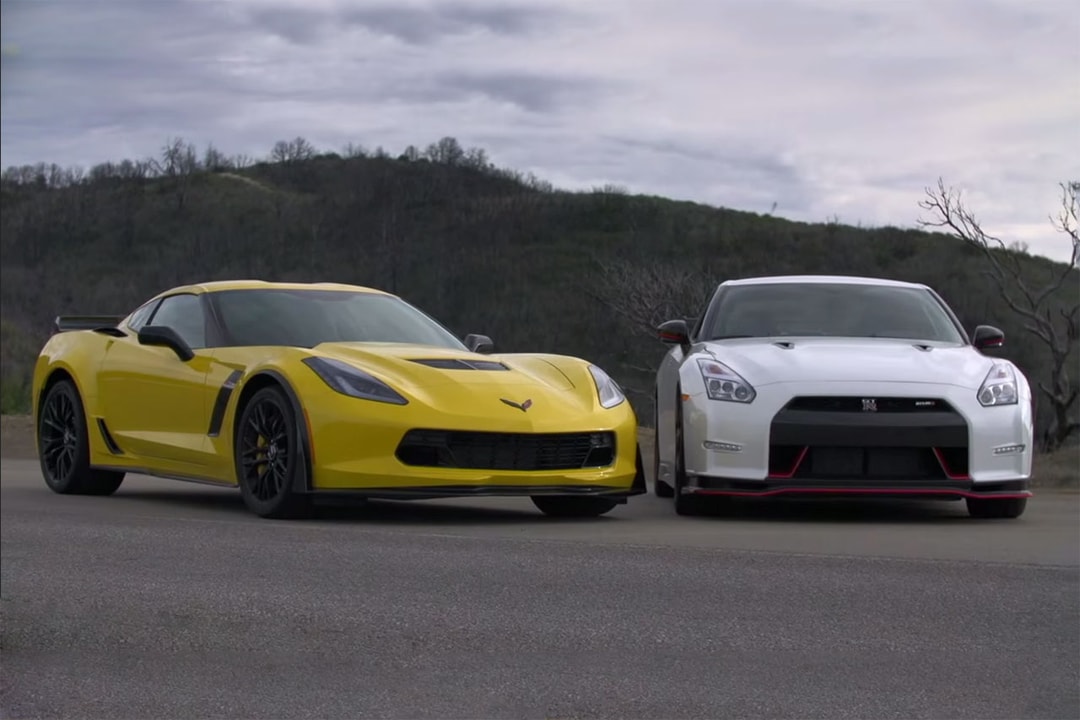 Corvette Z06 2015 года и Nissan GT-R NISMO 2015 года идут лицом к лицу