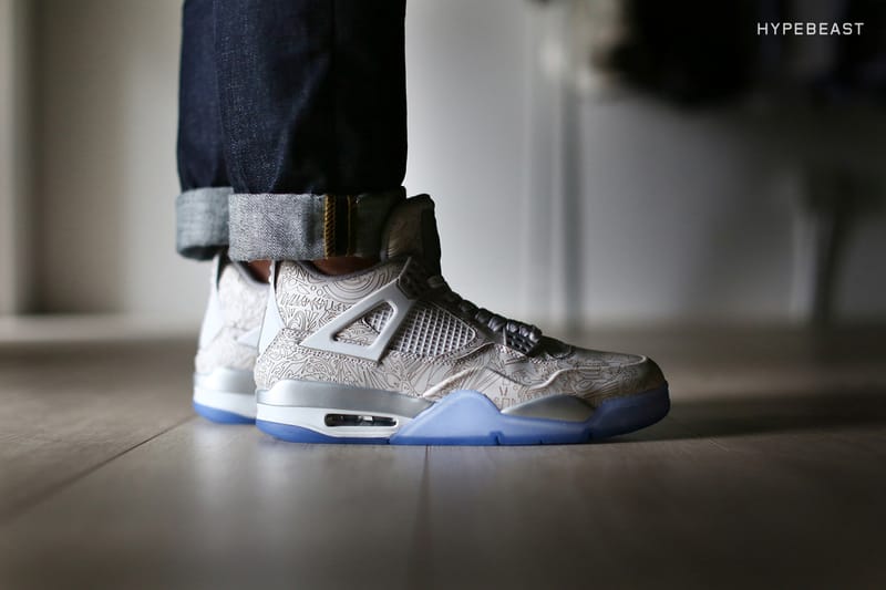 Jordan 4 laser on feet online