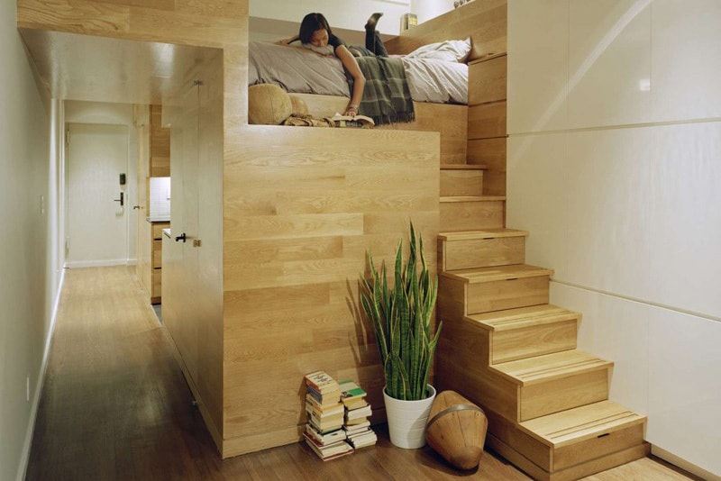 Джордан Парнасс Digital Architecture разрабатывает креативное лофт-решение для небольшой квартиры в Нью-Йорке