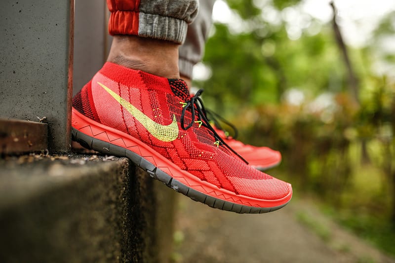 A Closer Look at the Nike Free 3.0 Flyknit Bright Crimson Volt