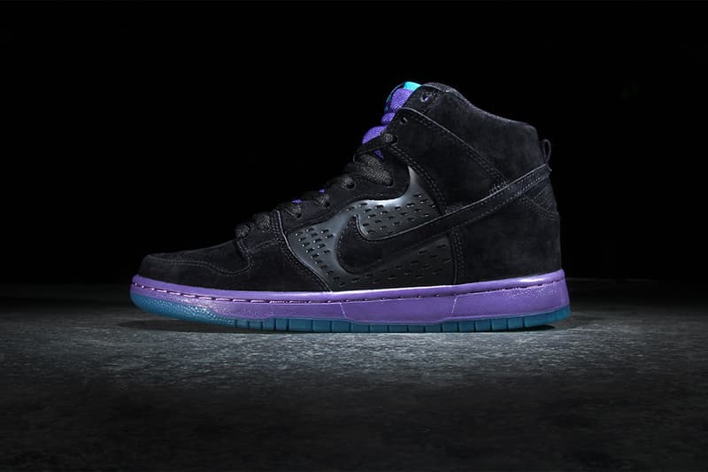 nike dunk high retro premium emb black white action grape