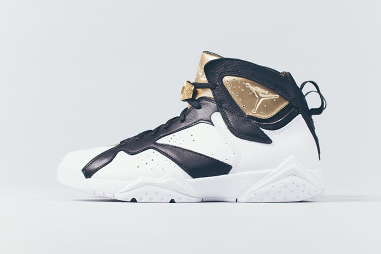 Jordan 7 gold hot sale and white