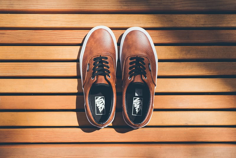 Vans era leather clearance brown