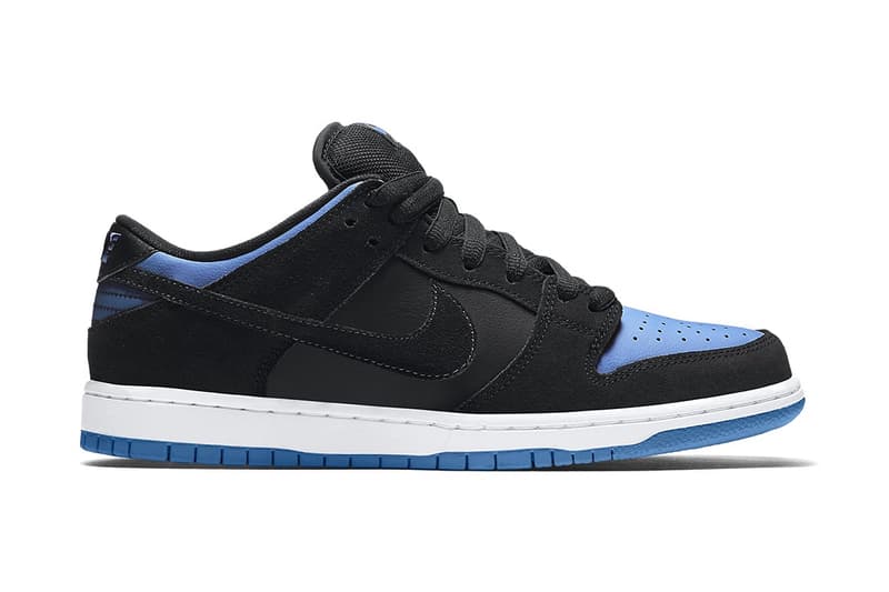 blue and black low dunks