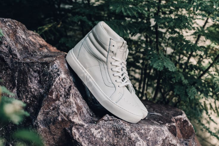 High top white leather vans on sale