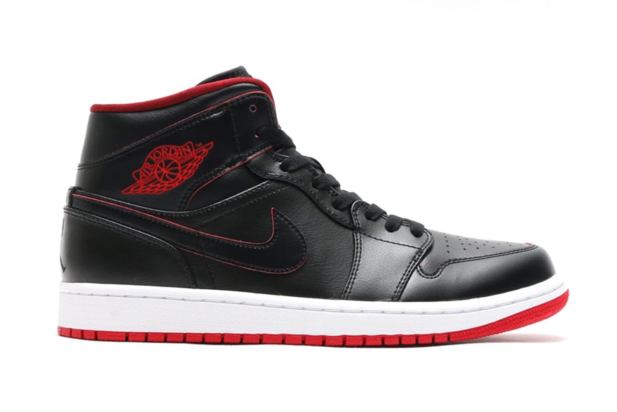 Air Jordan 1 Mid Black/Black-White-Gym Red | Hypebeast