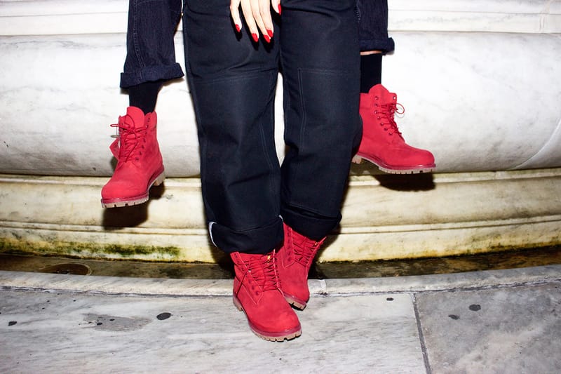 All red timberlands clearance mens