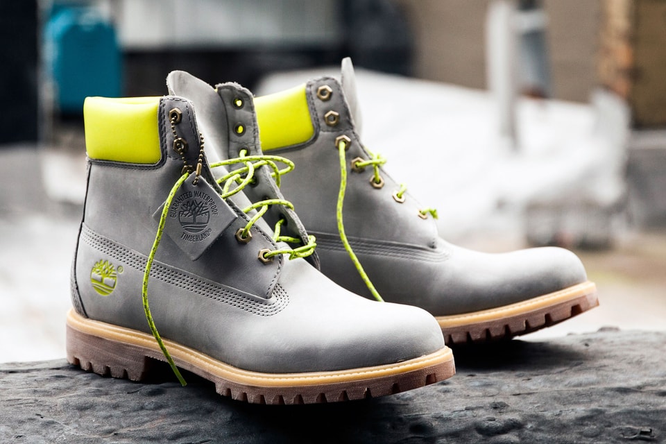 Neon top green timberlands