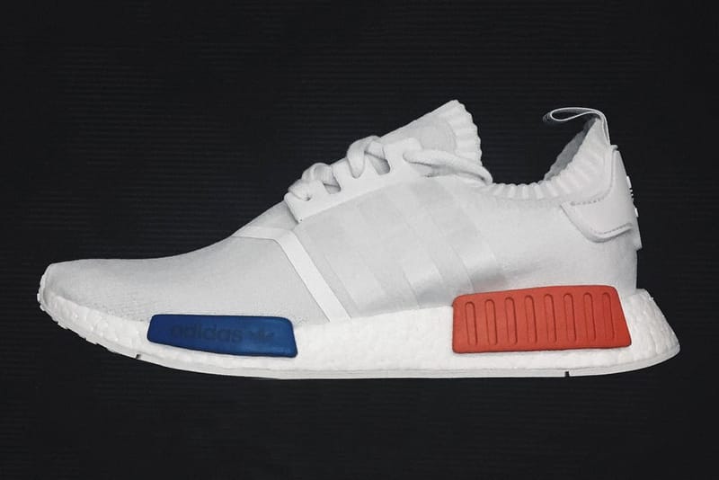 Nmd white and blue best sale