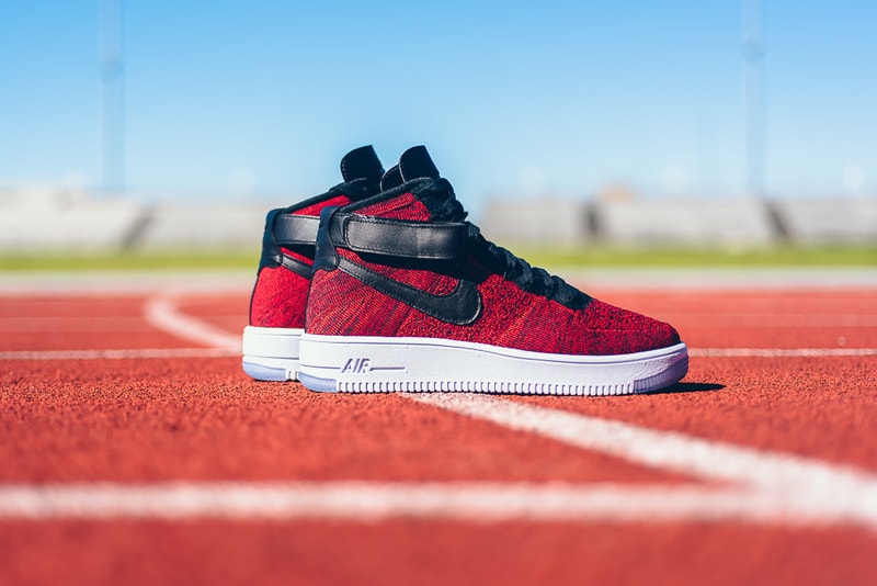 Nike Air Force 1 High Flyknit University Red Sneaker | Hypebeast