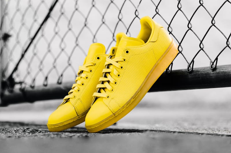 Adidas originals men's stan smith perforated leather yellow best sale