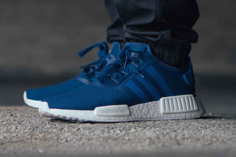 Blue and shop white nmds