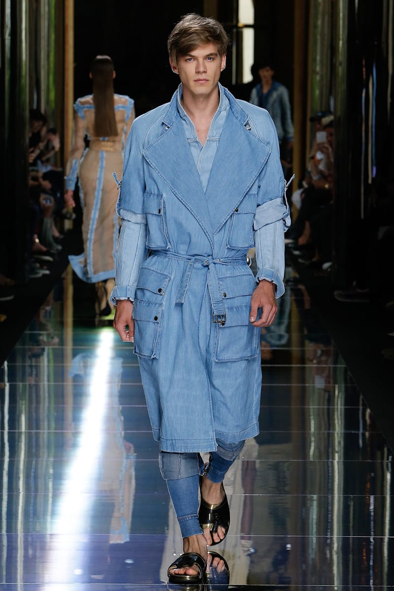 Balmain denim discount trench coat