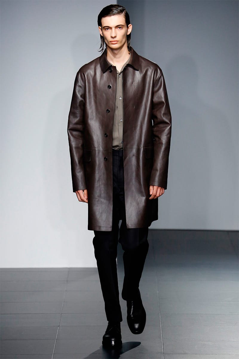 w*b様 jil sander leather coat archive Jil Sander Fall 2012 Raf Simons Mens Leather Like Oversized Coat