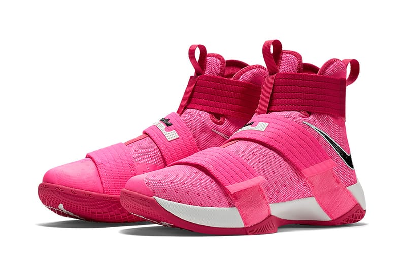 Nike lebron soldier 11 pink hot sale and white