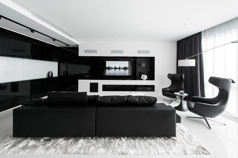 Black And White Apartment Living Room