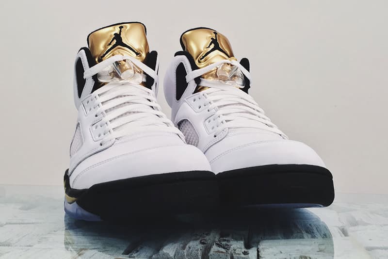 gold and white jordan 5