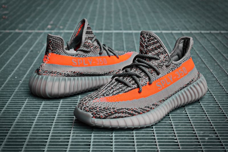 Grey and store orange yeezys