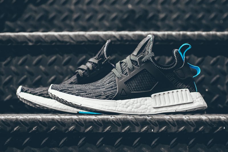 Adidas originals nmd xr1 runner boost primeknit (black / white / clearance blue)