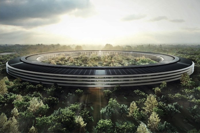 Вот последнее видео с дрона о кампусе Apple 2