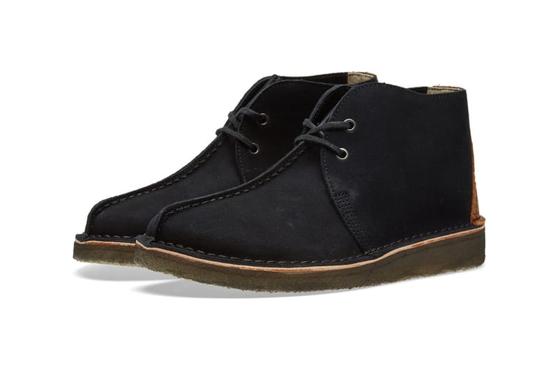 Clarks desert trek hi clearance black leather