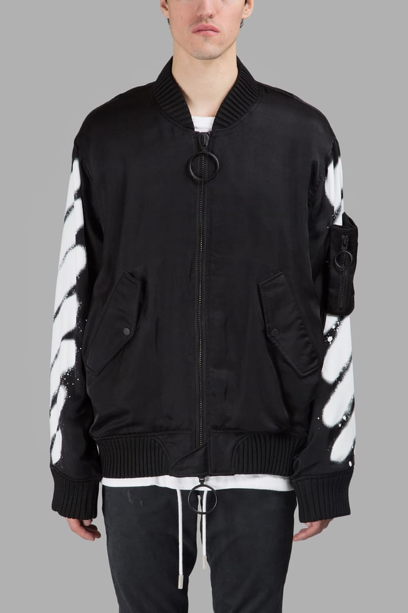 ジャケット Off-White JACKET (OWEF123S24FAB003 0707) OFF-WHITE lea varsity bomber jacket White Off-White